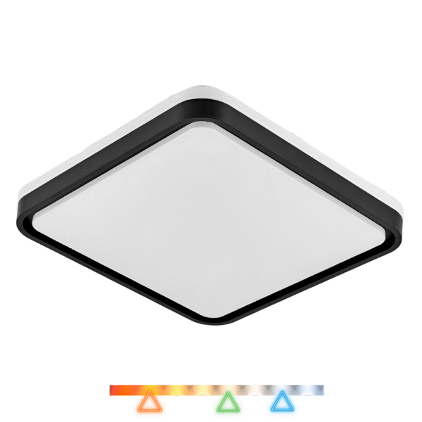 Plafon LED Vontae 43cm 48w 3840lm Multitemperatura Luz Amarela/Neutro/Branco - Preto Hevvy LY-8809BM