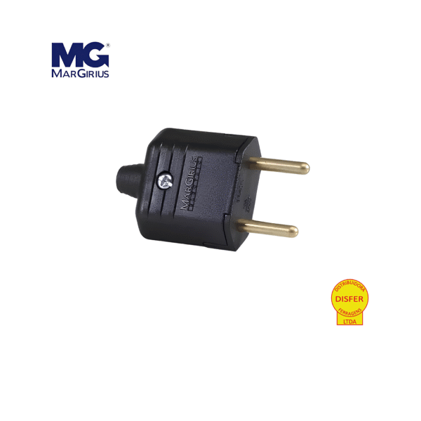 Plugue Macho 2P 10A Preto - Margirius