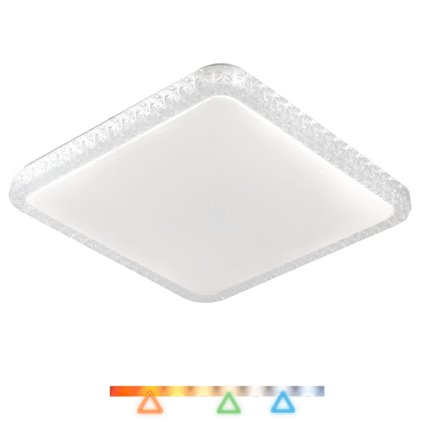 Plafon LED Fiann 44cm 48w 3840lm Multitemperatura Luz Amarela/Neutro/Branco Quadrado Hevvy LY-8207BM
