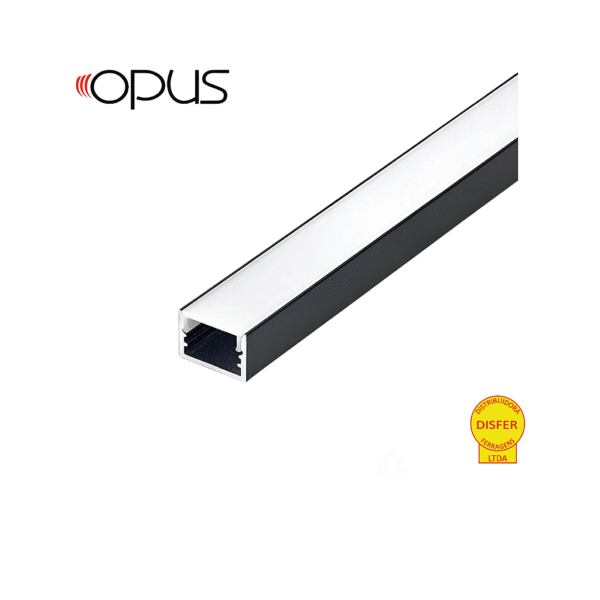 Perfil para Fita LED Slim Sobrepor 2m 15x10 Preto – Opus