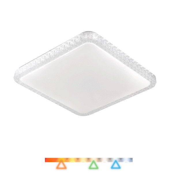 Plafon LED Fiann 34cm 24w 1920lm Multitemperatura Luz Amarela/Neutro/Branco Quadrado Branco Hevvy LY-8207BS