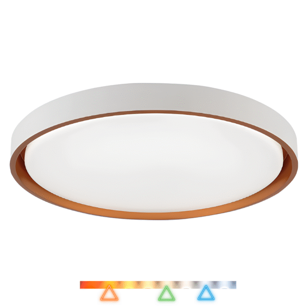 Plafon LED Montana 41cm 24w 1920lm Multitemperatura Luz Amarela/Neutro/Branco -Branco e Dourado - Hevvy LY-8762M