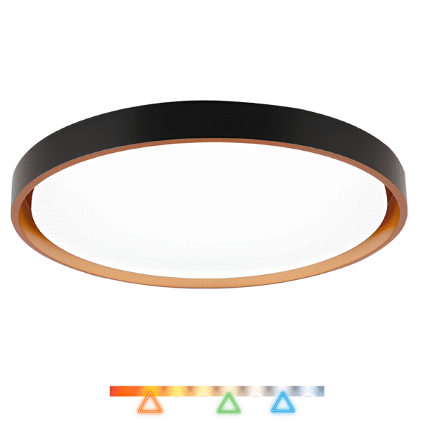 Plafon LED Montana 41cm 24w 1920lm Multitemperatura Luz Amarela/Neutro/Branco - Preto e Dourado - Hevvy LY-8762M