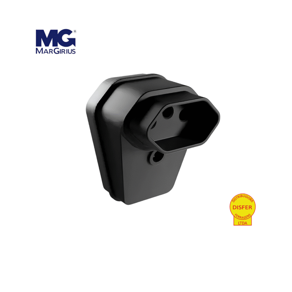 Plugue Fêmea 2P+T 20A Gigante 90° Preto - Margirius