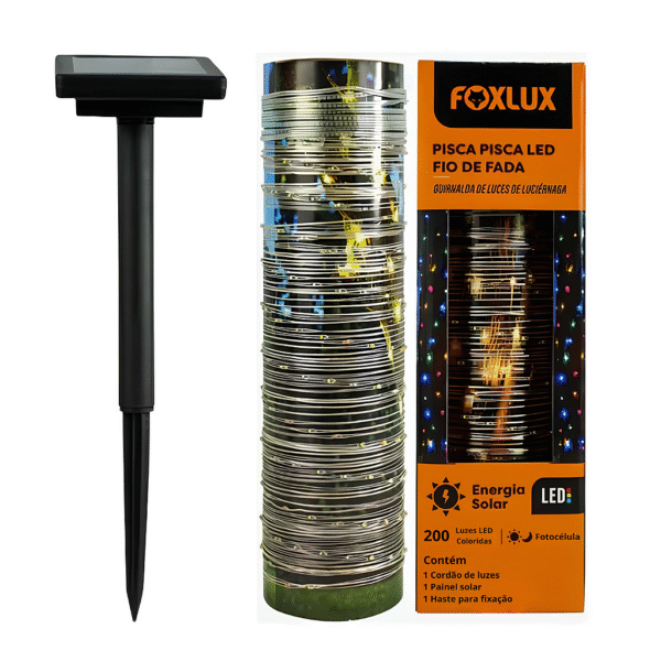 Pisca Pisca LED Fio de Fada Colorido Energia Solar 200 LEDS 20 metros IP65 - Foxlux