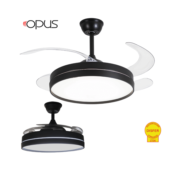 Plafon Ventilador de Teto Retrátil Air Basic Multicor Multivelocidades 60W Preto - Opus 88347