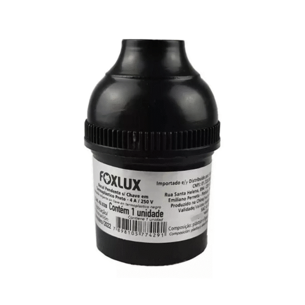 Soquete Termoplástico para Pendente/Varal de Luz E27 S/ Chave Preto - Foxlux