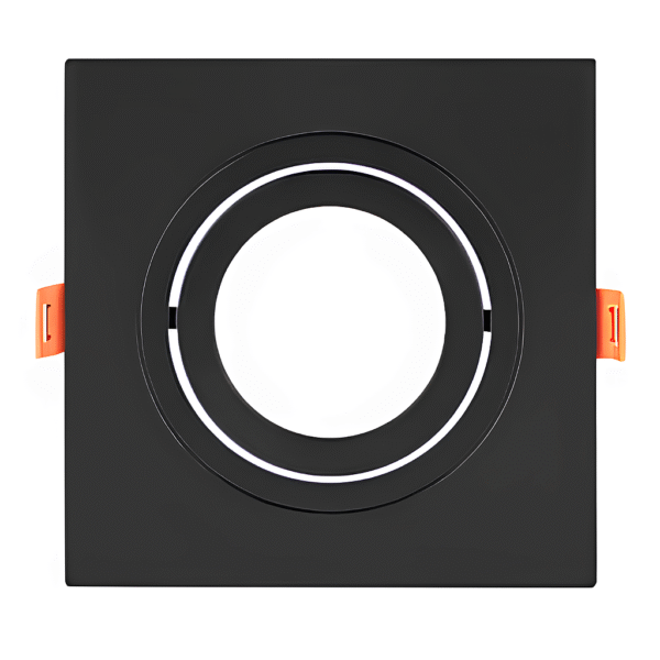 Spot de Embutir Quadrado Face Plana Direcionável PAR20 E27 – Preto - Pix