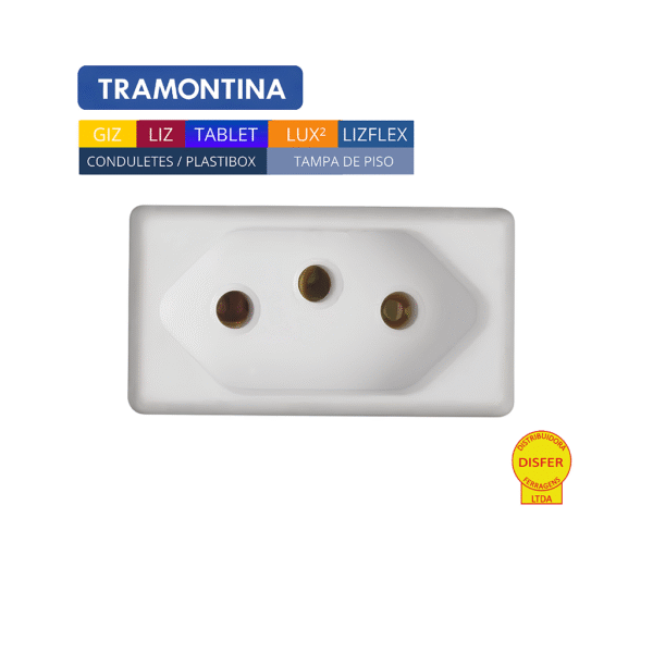 Módulo Tomada 2P+T 10A 250V Branco LIZ - Tramontina