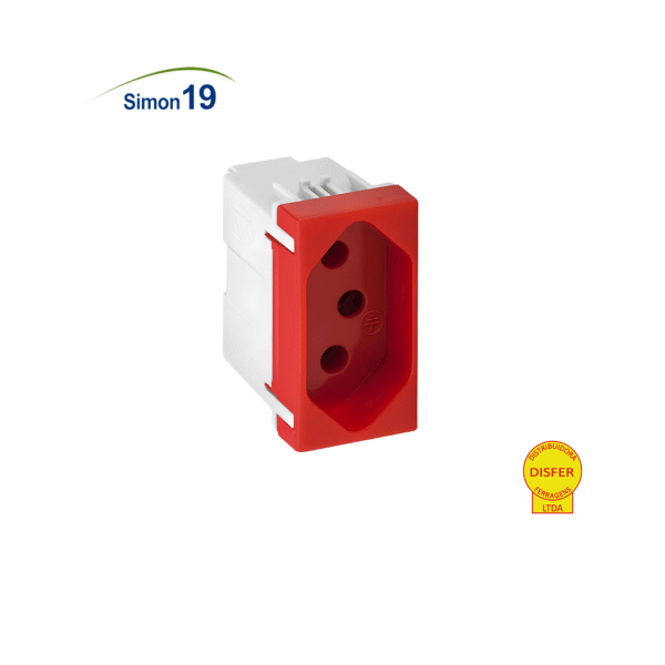 Módulo Tomada 2P+T 10A Vermelho - Linha Simon 19/20