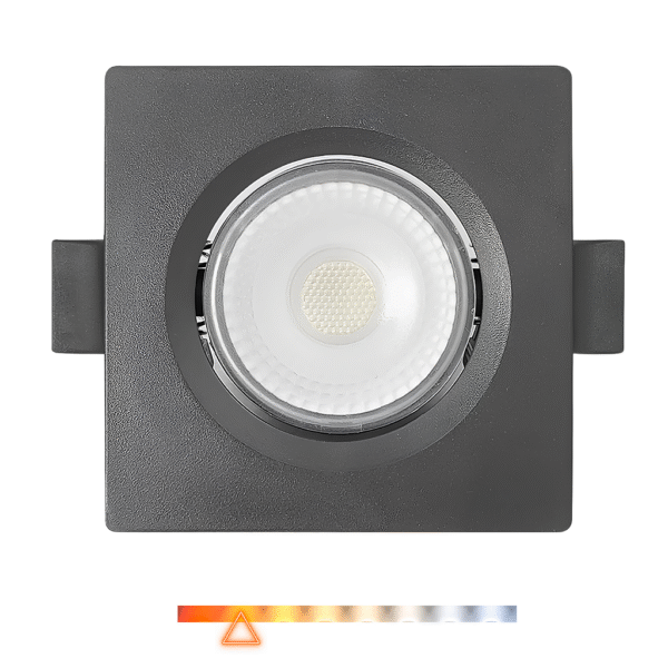 Spot LED de Embutir Quadrado 5W 350lm 3000K Luz Quente Direcionável MR16 - Preto Foxlux