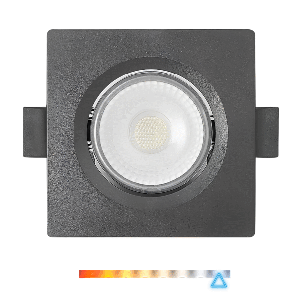 Spot LED de Embutir Quadrado 5W 350lm 6500K Luz fria Direcionável - Preto Foxlux