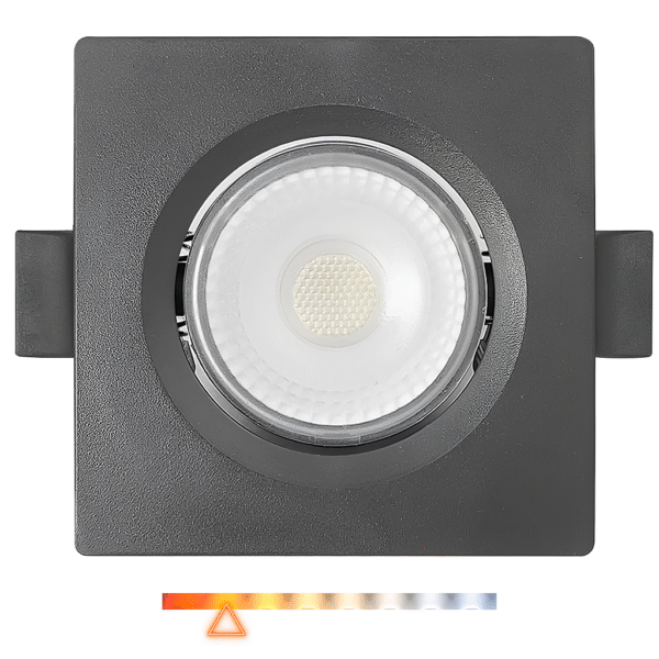 Spot LED de Embutir Quadrado 7W 550lm 3000K Luz Quente Direcionável - Preto Foxlux
