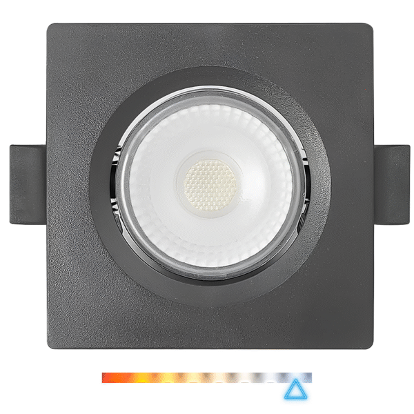 Spot LED de Embutir Quadrado 7W 550lm 6500K Luz Fria Direcionável - Preto Foxlux