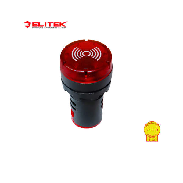 Sinaleiro 22mm com LED Sirene Vermelho 220V - Elitek
