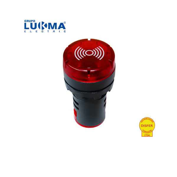 Sinaleiro 22mm com LED Sirene Vermelho 220V - Lukma
