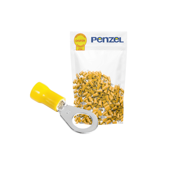 Terminal Pré-Isolado Olhal 4 a 6mm² F5,3 Amarelo Pacote com 100 Peças - Penzel