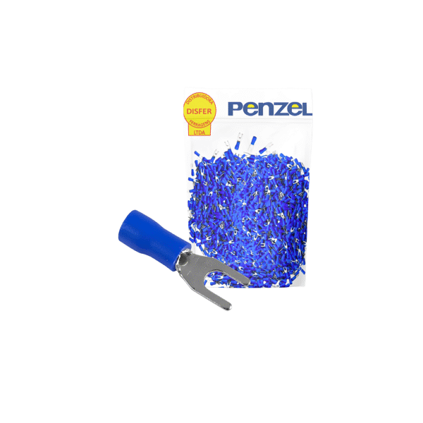 Terminal Pré-Isolado Forquilha Azul 1,5-2,5mm² Pacote com 100 Unidades - Penzel