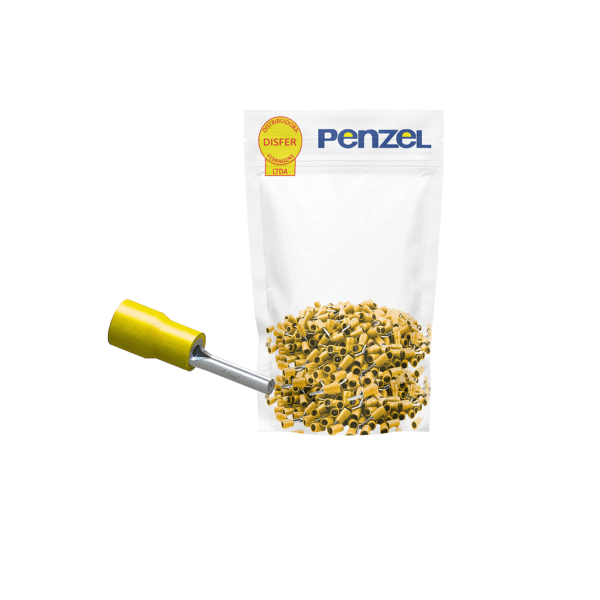 Terminal Pré-Isolado Pino 4-6mm²  Amarelo Pacote com 100 Peças - Penzel