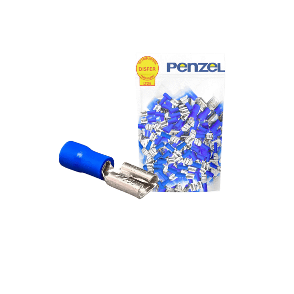 Terminal Pré-Isolado Fêmea Azul 1,5-2,5mm² Pacote com 100 Unidades - Penzel