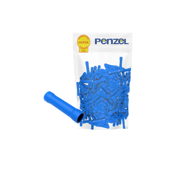 Terminal Pré-Isolado Luva de Emenda 1,5 a 2,5mm² Azul Pacote com 100 Peças - Penzel