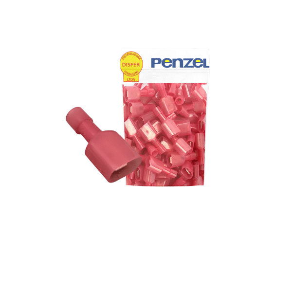 Terminal Todo Isolado Macho 0,5-1,5mm² Vermelho Pacote com 100 Unidades - Penzel