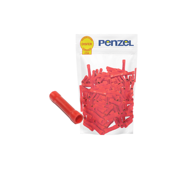 Terminal Pré-Isolado Luva de Emenda 0,5 a 1,5mm² Vermelho Pacote com 100 Peças - Penzel