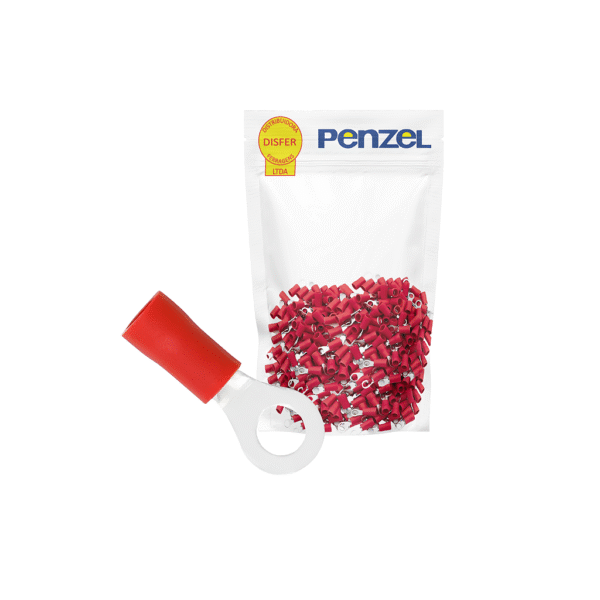 Terminal Pré-Isolado Olhal 0,5 a 1,5mm² Vermelho Pacote com 100 Peças - Penzel