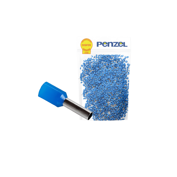 Terminal Tubular Pré-Isolado Ilhós Azul 2,5mm² Condutor 8mm Pacote com 100 Unidades - Penzel