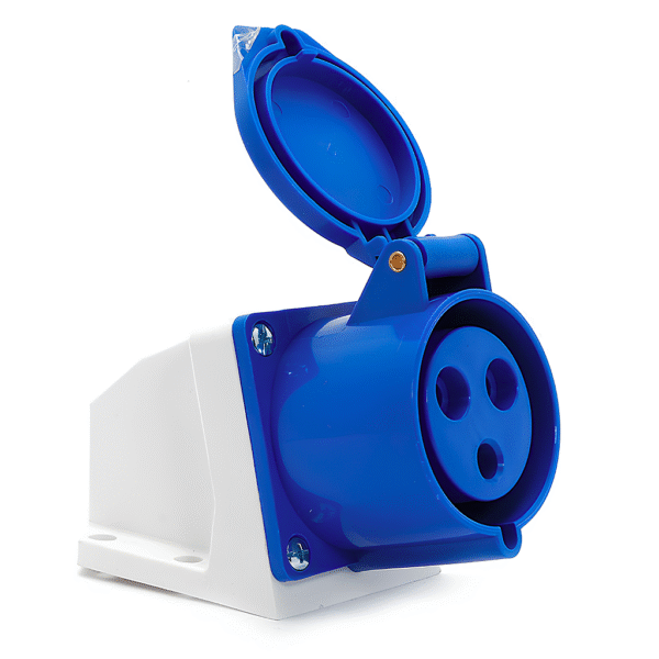 Tomada Industrial de Sobrepor 2P+T 32A 6H 220-250V IP44 Azul – Elitek