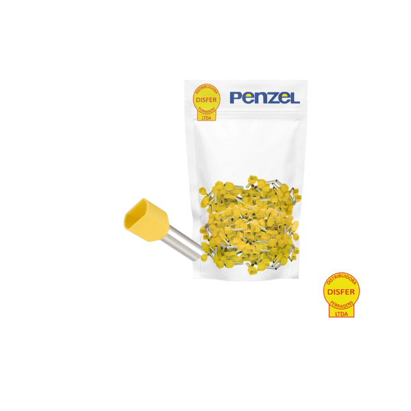 Terminal Pré-Isolado Ilhós Duplo Amarelo 6mm² Condutor 14mm 100 Unidades - Penzel