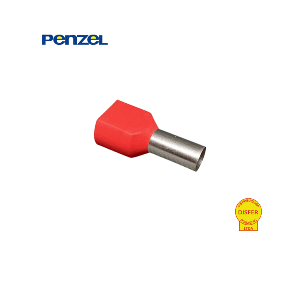 Terminal Pré-Isolado Ilhós Duplo Vermelho 10mm² Condutor 14mm Unidade - Penzel