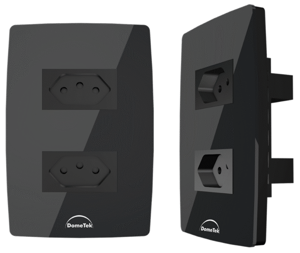 Tomada Dupla 20A c/ Placa 4x2 Preta - Dometek