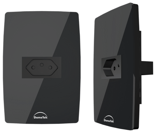 Tomada Simples 20A c/ Placa 4x2 Preta - Dometek