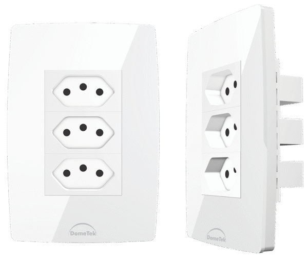 Tomada Tripla 20A c/ Placa 4x2 Branca - Dometek