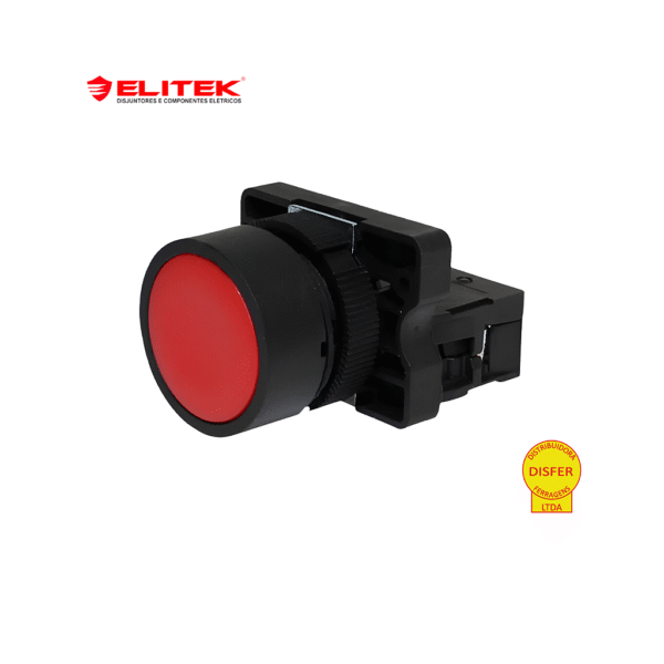 Botão Pulsante Plástico com Bloco Vermelho 1NF - Elitek